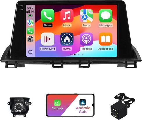 ستيريو سيارة 4+64G Android 13 Double Din لسيارة Mazda 3 Axela 2014-2019 مع شاشة لمس 9 بوصة وراديو مدمج لاسلكي Carplay/Android Auto/GPS/Bluetooth/FM/AUX-in/عناصر التحكم في عجلة القيادة/كاميرا احتياطية in Kuwait