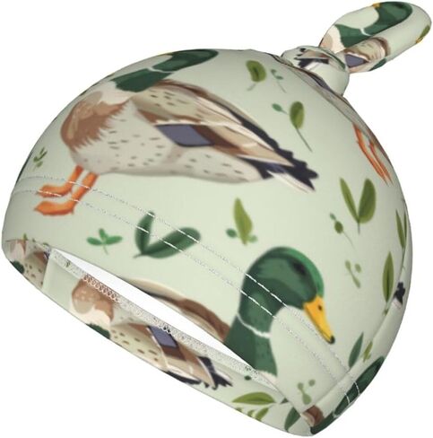 KiuLoam Cute Mallard Duck Leaf Animal Print Newborn Swaddle Blanket with Hat Set Soft Baby Receiving Blankets Baby Swaddle Sack for Baby Boys Girls in Saudi Arabia