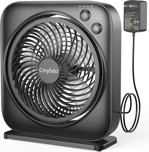 Portable Table fan, Window Fan,Small Box Fan with 3 Powerful Speed & 4 Timer Setting, 270° Pivoting Quiet Square DC Fan for Home Office Bedroom Bathroom Kitchen in Saudi Arabia