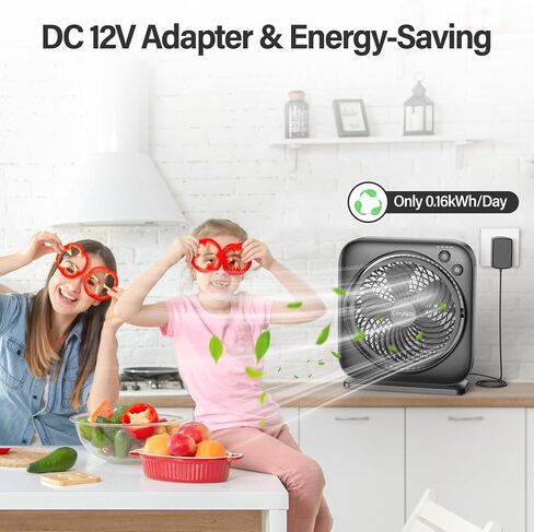 Portable Table fan, Window Fan,Small Box Fan with 3 Powerful Speed & 4 Timer Setting, 270° Pivoting Quiet Square DC Fan for Home Office Bedroom Bathroom Kitchen in Saudi Arabia