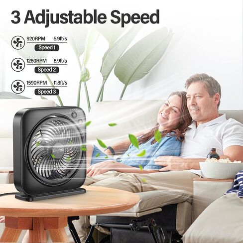 Portable Table fan, Window Fan,Small Box Fan with 3 Powerful Speed & 4 Timer Setting, 270° Pivoting Quiet Square DC Fan for Home Office Bedroom Bathroom Kitchen in Saudi Arabia