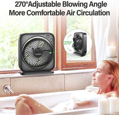 Portable Table fan, Window Fan,Small Box Fan with 3 Powerful Speed & 4 Timer Setting, 270° Pivoting Quiet Square DC Fan for Home Office Bedroom Bathroom Kitchen in Saudi Arabia
