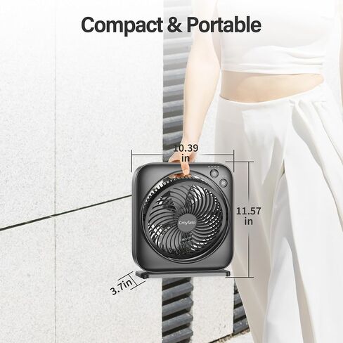 Portable Table fan, Window Fan,Small Box Fan with 3 Powerful Speed & 4 Timer Setting, 270° Pivoting Quiet Square DC Fan for Home Office Bedroom Bathroom Kitchen in Saudi Arabia