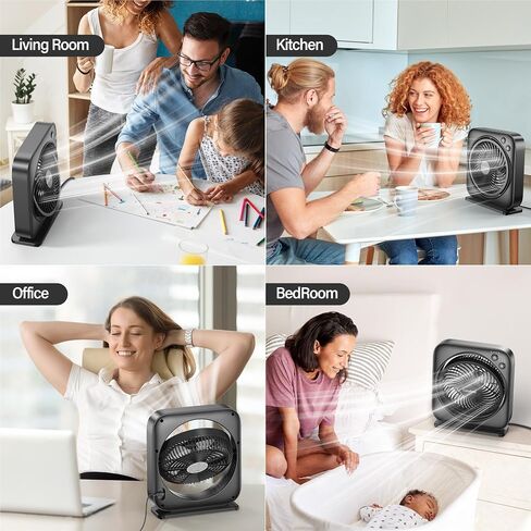 Portable Table fan, Window Fan,Small Box Fan with 3 Powerful Speed & 4 Timer Setting, 270° Pivoting Quiet Square DC Fan for Home Office Bedroom Bathroom Kitchen in Saudi Arabia