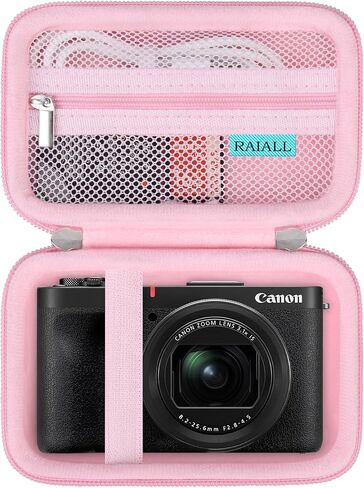 علبة الكاميرا للكاميرا الرقمية Canon PowerShot V1 ، PowerShot V1 Vlogging Camera Travel Bag Hard ، حامل غلاف التخزين الواقي للبطاريات وبطاقة SD وقارئ الكبل وبطاقة الذاكرة والوردي in Kuwait
