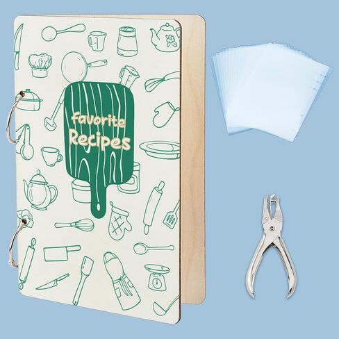 Superdant Baby's Daily Geting Card Holder Organizer Baby Memory Book Flowers Wooden Card Keeper Binder Baby Journal Cards Keeper Photo Photo Cover مع Punch & 20pcs Inner Pockets Dame's Dame's Gift in Saudi Arabia