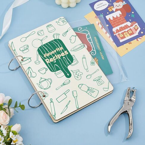 Superdant Baby's Daily Geting Card Holder Organizer Baby Memory Book Flowers Wooden Card Keeper Binder Baby Journal Cards Keeper Photo Photo Cover مع Punch & 20pcs Inner Pockets Dame's Dame's Gift in Saudi Arabia
