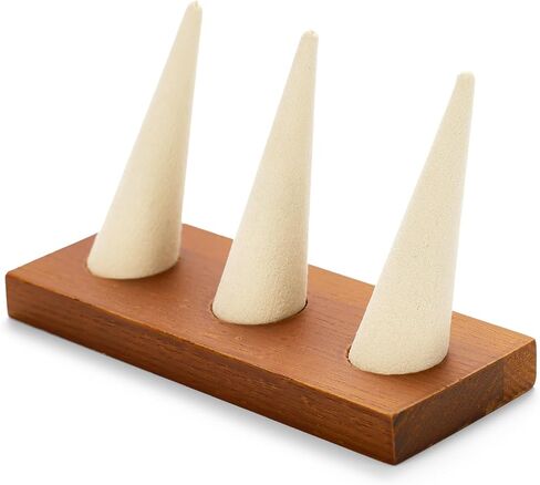 Oirlv Solid Wood 3 Rings Display Stand Ring Organizer Holder (Creamy-white) in Kuwait