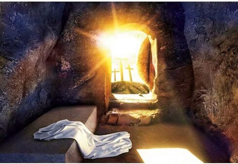 DASHAN 7x5ft Polyester Easter Tomb Cross Holy Light Christian Backdrop for Church God Bless Jesus Religious Prayer Crucifixion Photography Background Resurrection Christian Church Baptism Photo Prop in Saudi Arabia