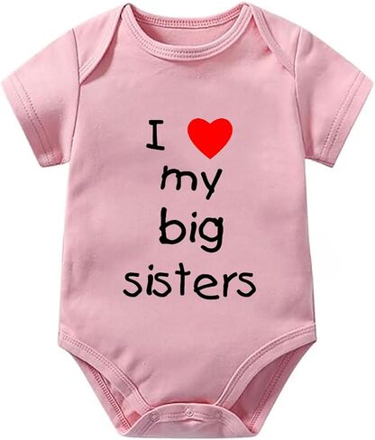 I Love My Big Sisters Baby Bodysuit Short Sleeve Baby Boys Romper White Infant Outfits in Saudi Arabia