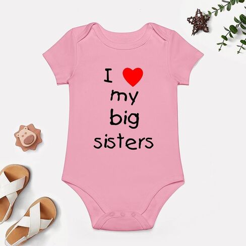 I Love My Big Sisters Baby Bodysuit Short Sleeve Baby Boys Romper White Infant Outfits in Saudi Arabia
