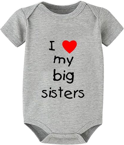 I Love My Big Sisters Baby Bodysuit Short Sleeve Baby Boys Romper White Infant Outfits in Saudi Arabia