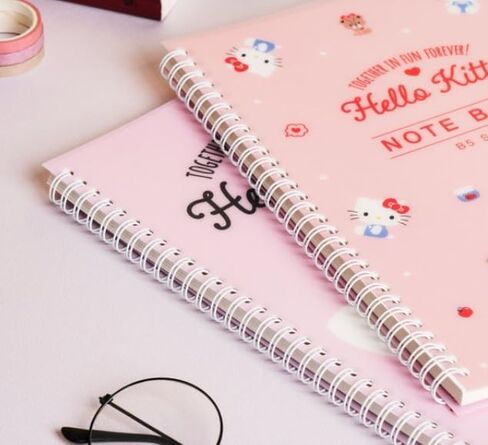 1 Pack, A5 Cute Kitty 7mm Lined Plastic Hardcover Spiral Notebook 5.7 x 8.2 Inches, 80 Sheets (Yellow) in Kuwait