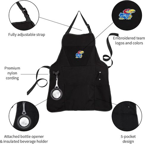 Team Sports America University of Georgia Ultimate Grilling Apron | Bottle Opener and Insulated Beverage Holder | Heavy Duty Durable Cotton Canvas 300 GSM | Machine Washable | Adjustable Straps in Kuwait
