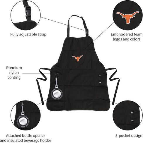Team Sports America University of Georgia Ultimate Grilling Apron | Bottle Opener and Insulated Beverage Holder | Heavy Duty Durable Cotton Canvas 300 GSM | Machine Washable | Adjustable Straps in Kuwait