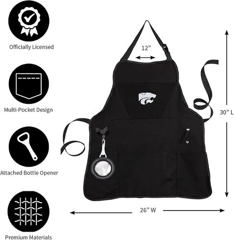 Team Sports America University of Georgia Ultimate Grilling Apron | Bottle Opener and Insulated Beverage Holder | Heavy Duty Durable Cotton Canvas 300 GSM | Machine Washable | Adjustable Straps in Kuwait
