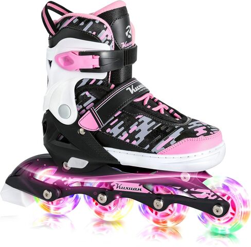 Adjustable Inline Skates for Kids and Teens, Boys Girls Women Beginner Fun Illuminating Skates Outdoor and Indoor in Saudi Arabia