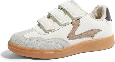 LUCKY STEP Women's Casual Fashion Retro Sneakers Classic Gum Sole Hook and Loop Tennis Footwear Anti Slip Skate Trainers Trendy Walking Shoes in Kuwait