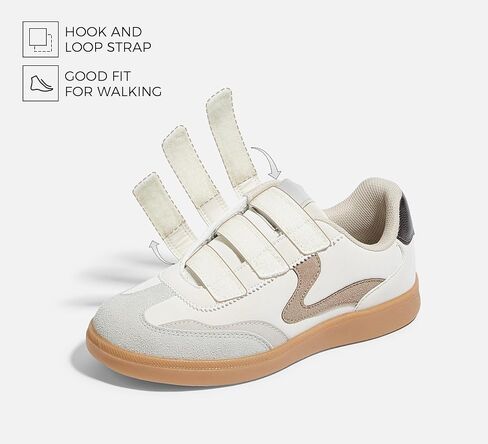 LUCKY STEP Women's Casual Fashion Retro Sneakers Classic Gum Sole Hook and Loop Tennis Footwear Anti Slip Skate Trainers Trendy Walking Shoes in Kuwait