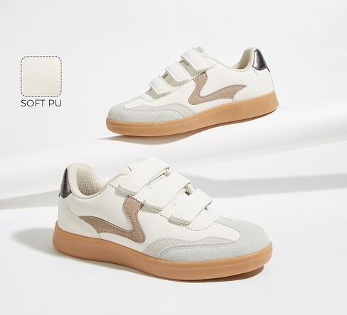 LUCKY STEP Women's Casual Fashion Retro Sneakers Classic Gum Sole Hook and Loop Tennis Footwear Anti Slip Skate Trainers Trendy Walking Shoes in Kuwait