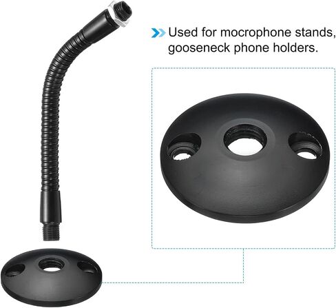 PATIKIL M10 Gooseneck Flange Mount, Female Thread Nut Screw Round Base Table Mounting for Gooseneck Hose Adapter, Aluminum Black in Saudi Arabia