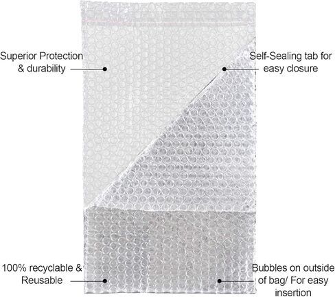 100PCS Bubble Out Bags 7"x 8-1/4"Clear Bubble Mailers, Self-Sealing Double Walled Bubble Pouch Bags for Packing, Moving, Shipping, Mailing, Bubble Cushioning Wrap Bags in Kuwait