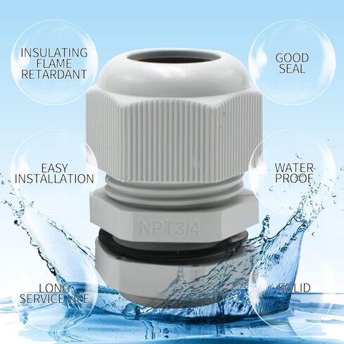 Cable Gland Waterproof Kit White IP68,NPT Wire Gland Cable Fixation and Connector - Nylon PA66 Plastic,NPT Cable Gland 1/4", 3/8", 1/2", 3/4"(33PCS Black) in Saudi Arabia
