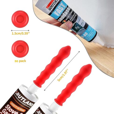 10/20/70/80/100 Pcs Caulk Tube Latex Sealing Caps, Universal Fit Caulk Saver Cap Reusable Cover Sealer for Sealing and Preserving Open Caulking Tube Red (Pack of 20) in Kuwait