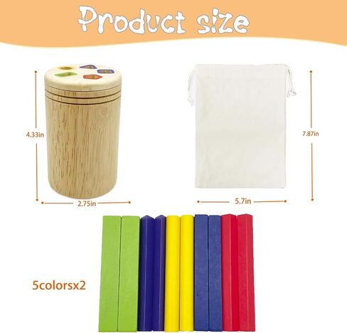 Wooden Montessori Sticks Toys for Kids, 8 Colors Natural Wood Toddler Learning Sorting Toys for 3 Year Old, Sensory Matching Game Birthday Gifts for Boys Girls (Multi-Shaped Stick) in Kuwait