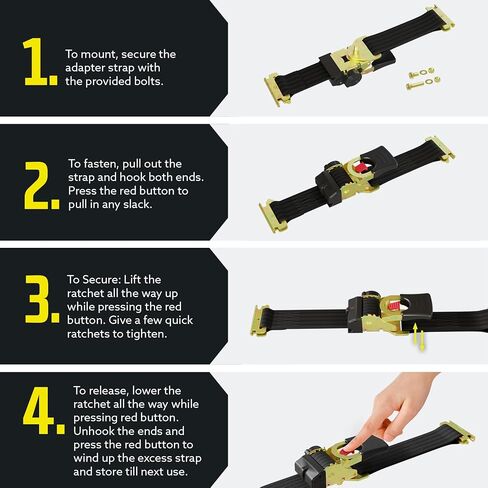DC Cargo E Track Self Retractable Ratchets Straps Heavy Duty (2 Pack) | 1" x 6' | 500 lbs WLL & 1,500 lbs Break Strength | Essential E Track Accessories for Secure, Safe Transport in Kuwait