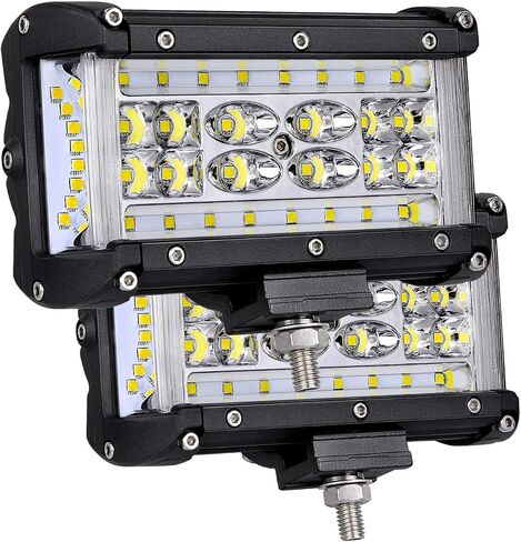 القرون LED، Muto-Beam 5 بوصة ثنائي الجانب مطلق النار رباعي الصف الأصفر أضواء الضباب LED بقعة الفيضانات كومبو ضوء بار مقاوم للماء على الطرق الوعرة ضوء LED ضوء العمل لشاحنة UTV ATV SUV Boat، ضمان 3 سنوات in Kuwait