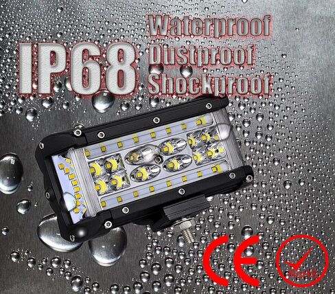 القرون LED، Muto-Beam 5 بوصة ثنائي الجانب مطلق النار رباعي الصف الأصفر أضواء الضباب LED بقعة الفيضانات كومبو ضوء بار مقاوم للماء على الطرق الوعرة ضوء LED ضوء العمل لشاحنة UTV ATV SUV Boat، ضمان 3 سنوات in Kuwait