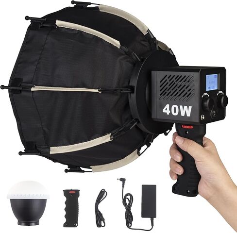 M60 Handle LED Video Light with Soft Box Protable Mini COB LED Bi-Color 2500-8500K CRI≥95 TLCI≥97 Built-in 3400mAh Battery Photo Studio Lights Vlog Shoot Fill Lighting 8 Scenes (M60 Handle lamp) in Saudi Arabia
