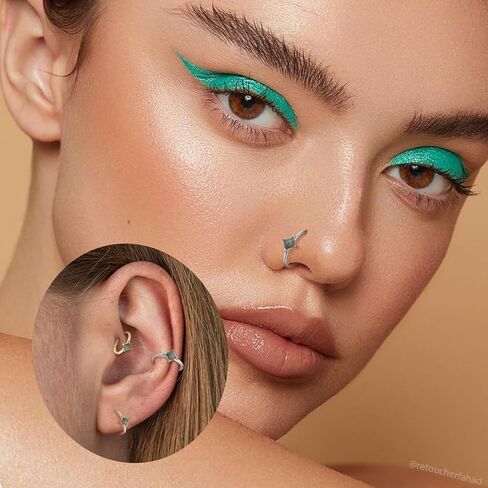 FUNLMO Septum Ring Nose Ring Hoop Daith Piercing Jewelry 316L Surgical Steel Tragus Helix Rook Piercing Jewelry Teardrop Cartilage Earrings for Women Men in Kuwait