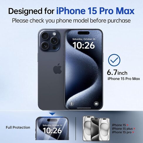 واقي شاشة SYNCWIRE iPhone 15، 3 قطع، تغطية كاملة من الزجاج المقسى المقاوم للكسر من الدرجة العسكرية [سهل التركيب] [صلابة 9H] [خالية من الفقاعات] [99.99% HD Diamond Clear] لهاتف Apple 6.1" in Saudi Arabia