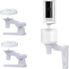 Wall Mount Compatible with Ring Pan Tilt Indoor Camera,Adjustable Wall Mount Bracket for Indoor/Outdoor to Get The Best View,180 Degree Rotation,White(2 Pack)