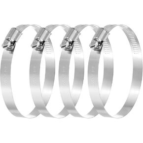 PATIKIL 12 Inch Adjustable Pipe Hose Clamp, 4 Pack 304 Stainless Steel Air Ducting Clamp Worm Gear Drive Hose Clamps Pipe Clamp for Ventilation Duct, Silver