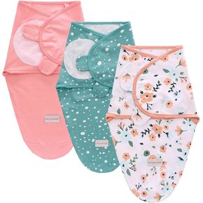 Miracle Baby 3-Pack Baby Swaddle Sleep Sacks 100% Cotton Newborn Baby Swaddles 0-6 Months Baby Swaddle Blanket Wrap (Bee + Lion + Star, 3-6 Months)