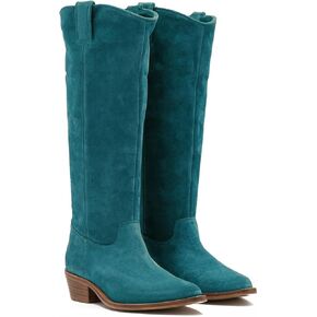 LEHOOR Women Low Stacked Heel Slouchy Knee High Western Boots Pointed Square Toe Velvet Suede 1.5" Chunky Heels Cowboy Boots Wide Calf Pull On Combat Boots Dressy Comfort Casual Winter Retro 4-13 M US