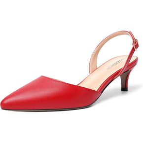 ROSERWISH Womens Pointed Toe Matte Stylish Wedding Dress Backstrap Buckle Kitten Low Heel Pumps Shoes 2 Inch