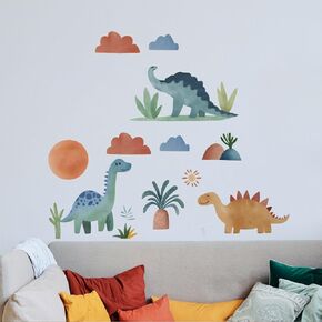 SUPERDANT Boho Dinosaur Wall Stickers Bohemian Dino Wall Decal Rainbow Wall Art Decor Animal Window Sticker Cute Room Art Decorations Decor for Bedroom Living Room Dining Room Cafe