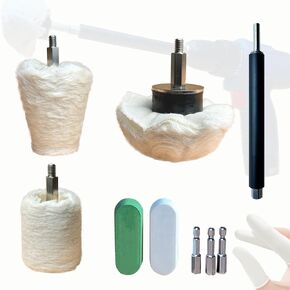 Noyfemr 3 pcs Buffing polishing Wheel kit for Drill with 1/4 hex Shank and Hand-held Extension Bracket, with 2 polishing Compound, can be Used to Polish Metal, Aluminum, car Wheels，Headlights etc