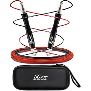66FIT High Speed Jump Rope,Threadless Self-locking Design, Weighted Jump Rope, 360 Degree Rotatable, Non-slip Textured Handle, Two Interchangeable Ropes for Fitness Training & Home Workout