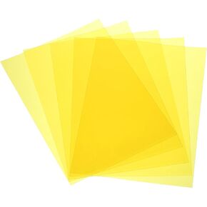 MECCANIXITY 5 Pcs Colored Plastic Sheets, A3 Transparent Amber Film Color Correction Gel Light Filter Waterproof 16.5 x 11.7" Sheet for DIY Crafts,LED Lighting,Photo (Yellow)