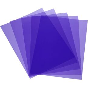 MECCANIXITY 5 Pcs Colored Plastic Sheets, A2 Transparent Amber Film Color Correction Gel Light Filter Waterproof 23.4 x 16.5" Sheet for DIY Crafts,LED Lighting,Photo (Purple)