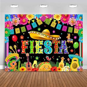 Mocsicka Mexican Fiesta Backdrop Mexican Cinco De Mayo Party Decorations Mexican Banners for Fiesta Party Colorful Wall Mexican Background Photo Booth Studio (7x5ft)