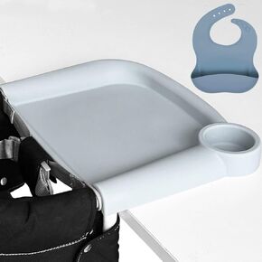 صينية تناول الطعام للسيليكون متوافقة مع كرسي إنجليسينا السريع ولحزمة كرسي Chicco Fastlock-On مع Baby Bib محمولة وسهلة التنظيف في غسالة الصحون آمنة و BPA خالية من الرمادية.