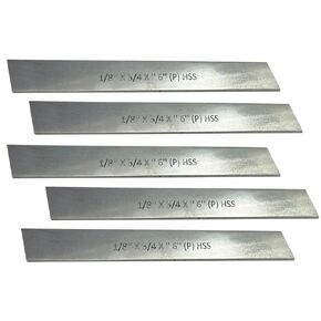MachEl Set of 5 HSS Trapezoid Blades 1/8" x 3/4" (Wide) x 6" (Long) for Lathe Parting Cut Off & Tool Holders-Hard & Ground