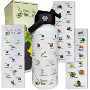 Pregnancy Water Bottle Tracker - 32 ounce Stainless Steel - Includes Weekly Pregnancy Tracker Stickers (Lemon Frost)