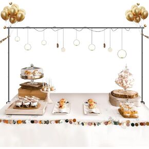 EMART Over The Table Rod Stand with Clamps, Adjustable 28''-55'' Tall 42"-102" Length Table Top Arch Backdrop Stand, Metal Decoration Bar for Hanging Flowers Banner Balloon